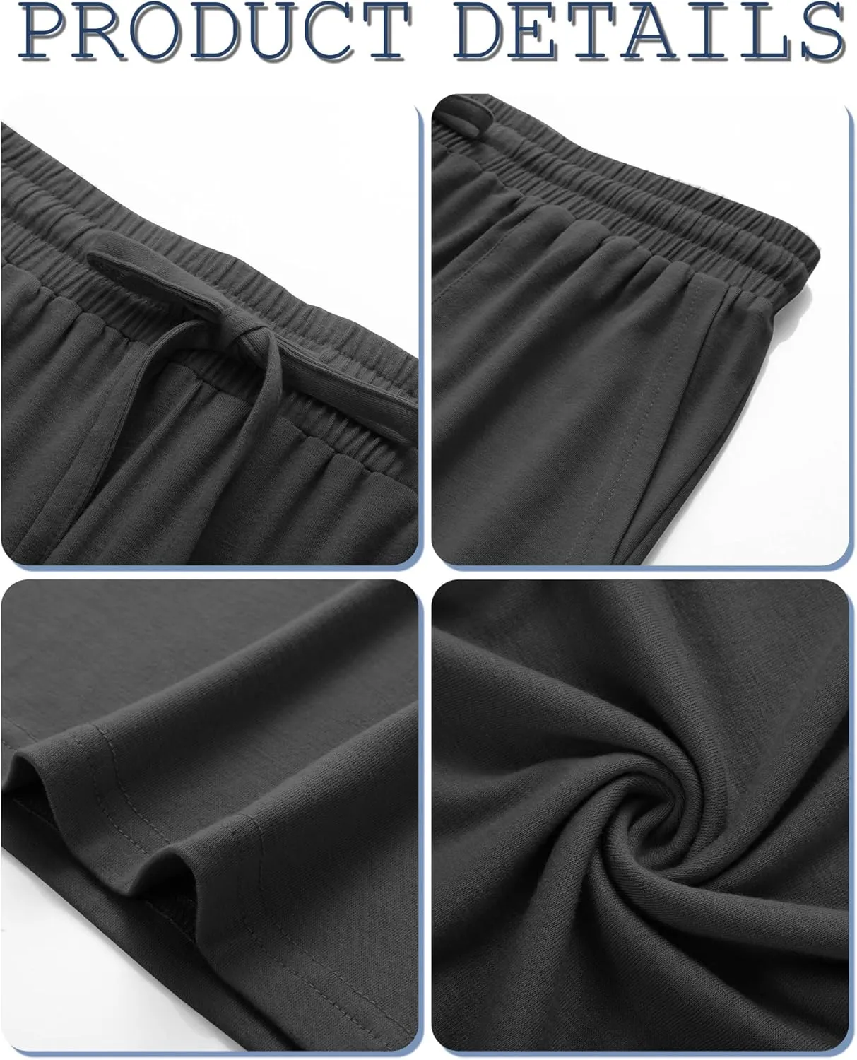 3 Pack Plus Size Pants for Women Wide Leg Casual Pant Drawstring Stretchy Waist Trousers with Pockets