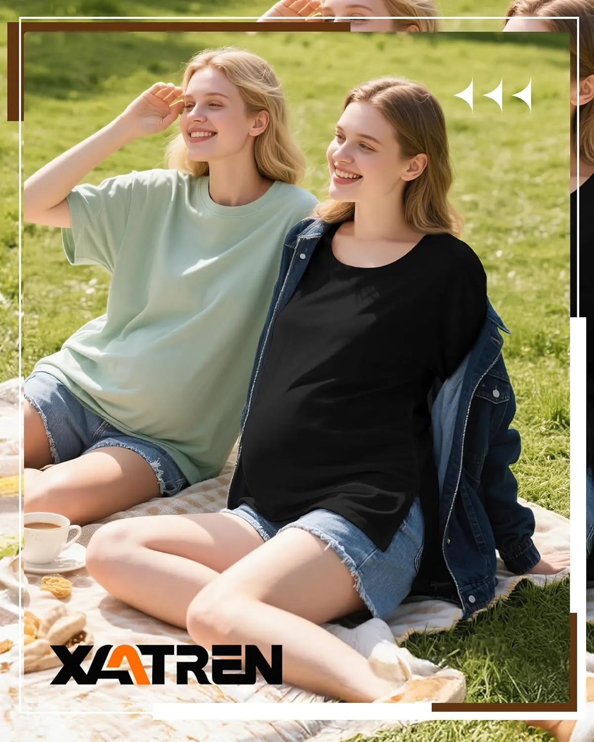 4 Pack Women's Maternity Shirts Short Sleeve 35% Cotton Side Split Pregnancy Tops Casual Summer Clothes Multipack