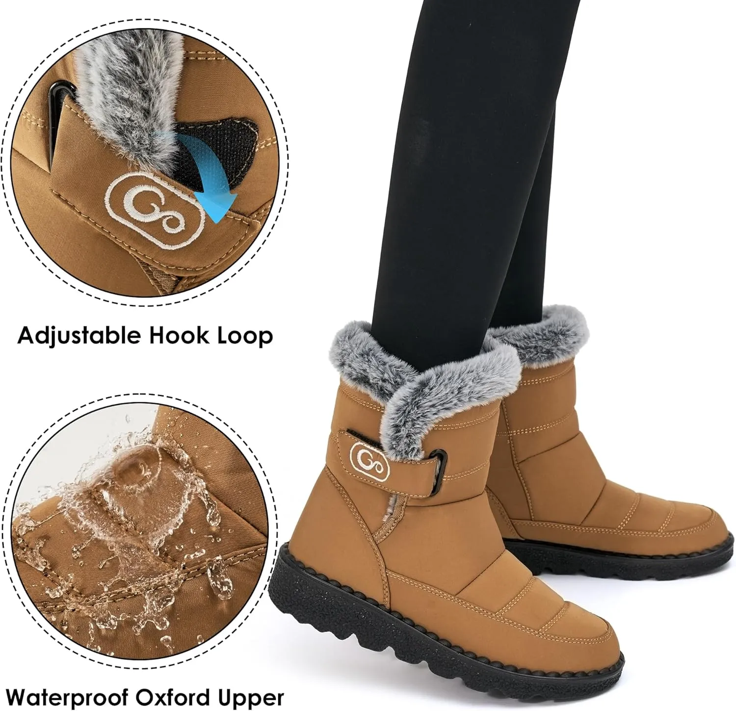 Ablanczoom Womens Winter Snow Boots With Warm Fur Lining Comfortable Booties Non Slip Waterproof Outdoor Shoes