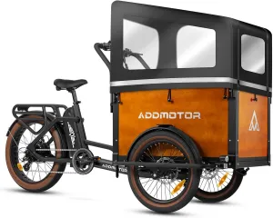 ADDMOTOR E-325 Electric Bike for Adults, 750W Electric Cargo Bicycle with 48V 20Ah UL Battery, Fat Tires Cargo Trailer Electric Tricycle with Rain Cover, E-Bike