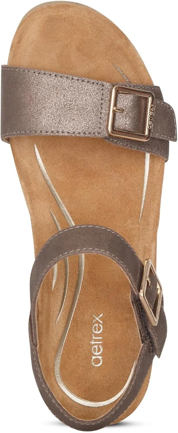 Aetrex Women's Lexa Orthopedic Adjustable Ankle Strap Arch Support Wedge Sandals