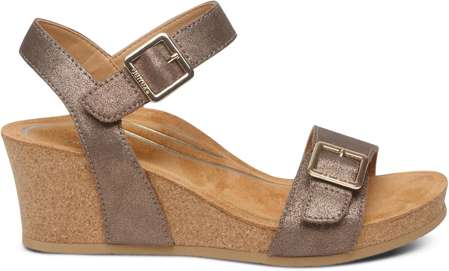 Aetrex Women's Lexa Orthopedic Adjustable Ankle Strap Arch Support Wedge Sandals