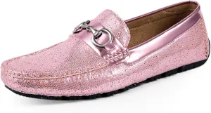 Amali Driving Moccasins, Faux Leather with Enamel Horse-Bit Ornament & Soft Lining, Comfortable & Stylish Mens Dress Loafers for Everyday Wear