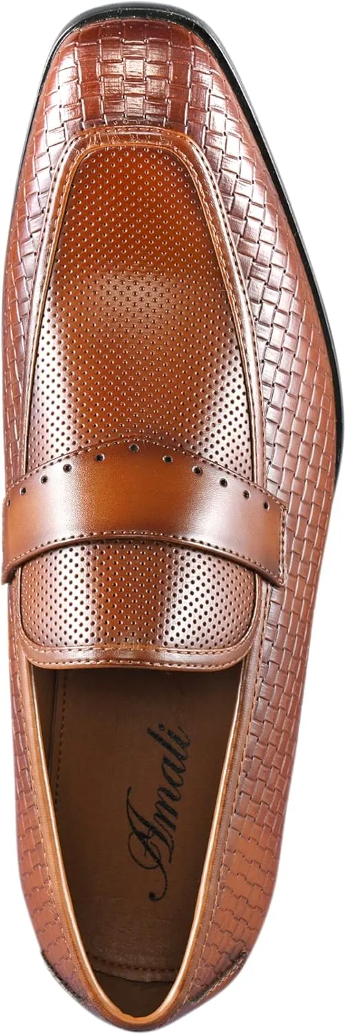 Amali Men’s Slip-On Shoes with Metal Bit Dress Shoes for Men Formal Loafers for Men Smoking Tuxedo Shoes