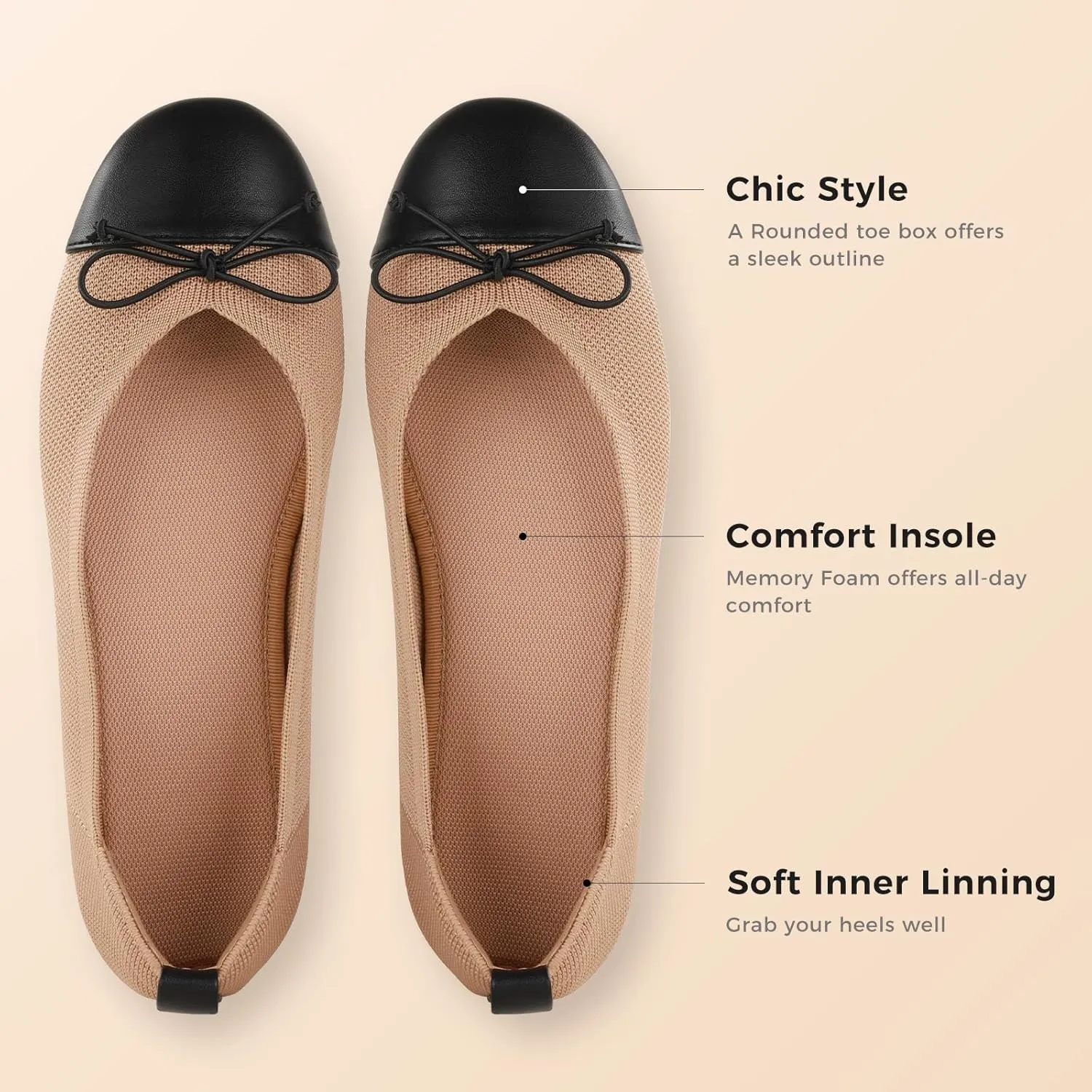 Ankis Ballet Flats Shoes for Women, Round Toe Casual Comfortable Flats for Women Dressy and Daily Work