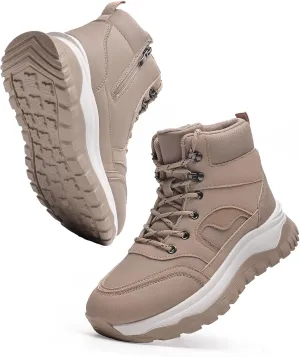 Ankle Boots Winter for Women Warm Keep and Waterproof Lace Up Velvet Zippered Comfortabel Sneaker Boots