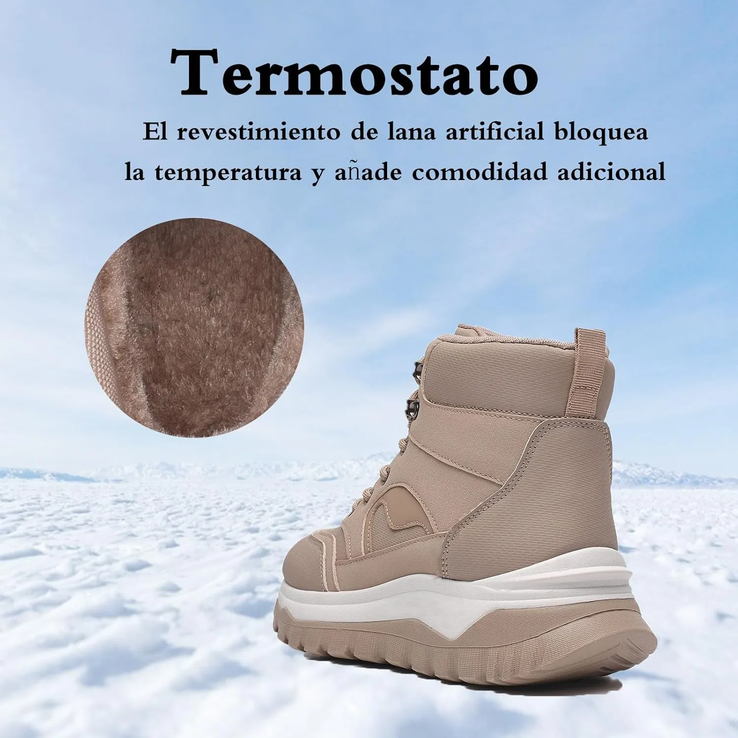 Ankle Boots Winter for Women Warm Keep and Waterproof Lace Up Velvet Zippered Comfortabel Sneaker Boots