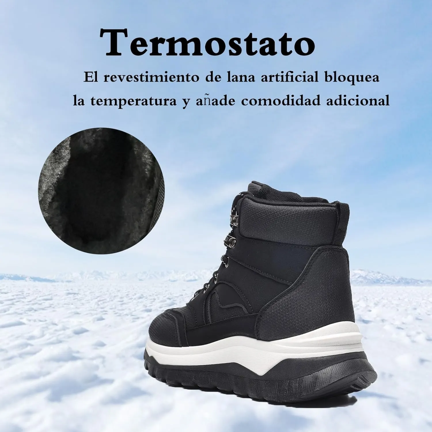 Ankle Boots Winter for Women Warm Keep and Waterproof Lace Up Velvet Zippered Comfortabel Sneaker Boots