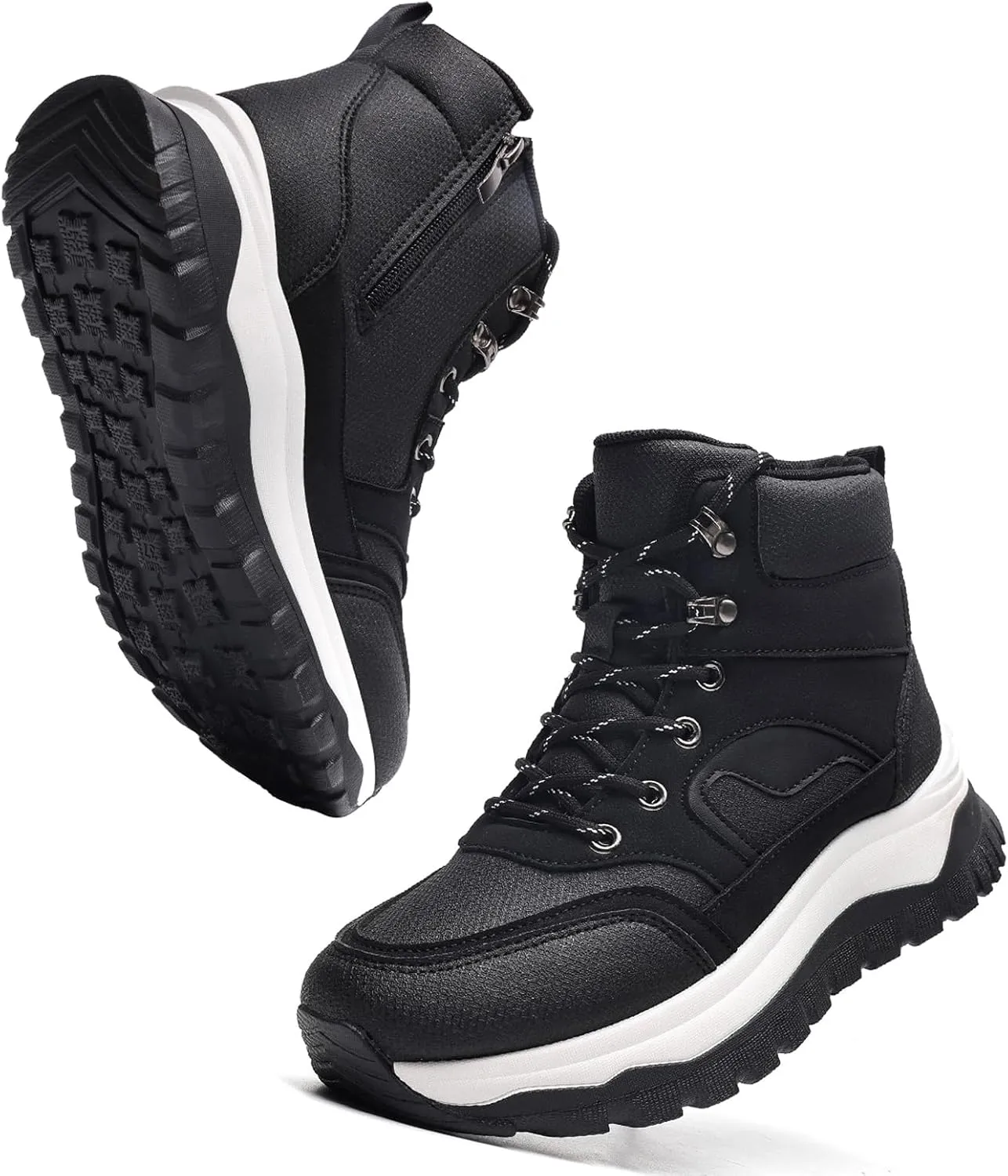 Ankle Boots Winter for Women Warm Keep and Waterproof Lace Up Velvet Zippered Comfortabel Sneaker Boots