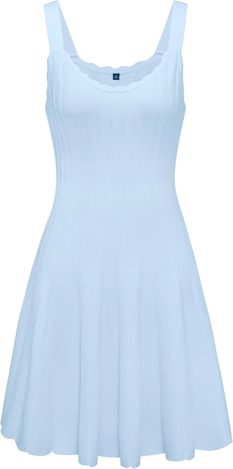 Arach&Cloz Women's 2025 Summer Dresses Knitted Sleeveless Spring Casual Flowy A Line Beach Vacation Mini Sundress