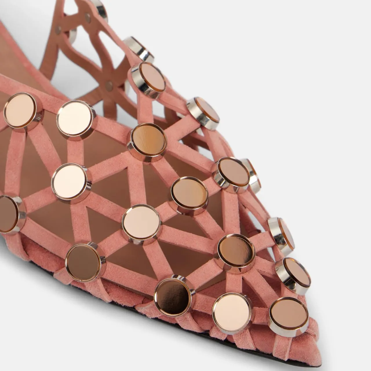 Arqa Velvet Mesh Ballet Flats for Women Riveted Suede Leather Low Heel Shoes Backless Footwear & Ballet Pumps Ladies' Non-Slip Casual Ballet Flats