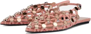 Arqa Velvet Mesh Ballet Flats for Women Riveted Suede Leather Low Heel Shoes Backless Footwear & Ballet Pumps Ladies' Non-Slip Casual Ballet Flats