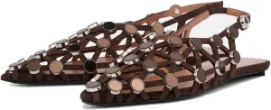 Arqa Velvet Mesh Ballet Flats for Women Riveted Suede Leather Low Heel Shoes Backless Footwear & Ballet Pumps Ladies' Non-Slip Casual Ballet Flats