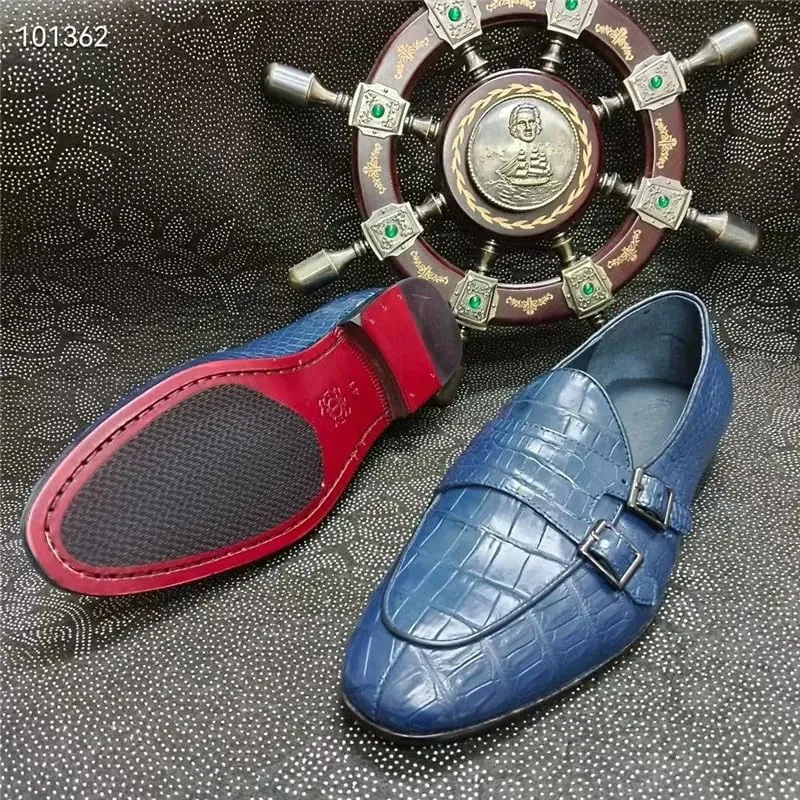 Authentic Crocodile Skin Business Casual Designer Men Blue Moccasins Genuine Exotic Alligator Leather Male Slip-on Dress Loafers