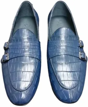 Authentic Crocodile Skin Business Casual Designer Men Blue Moccasins Genuine Exotic Alligator Leather Male Slip-on Dress Loafers