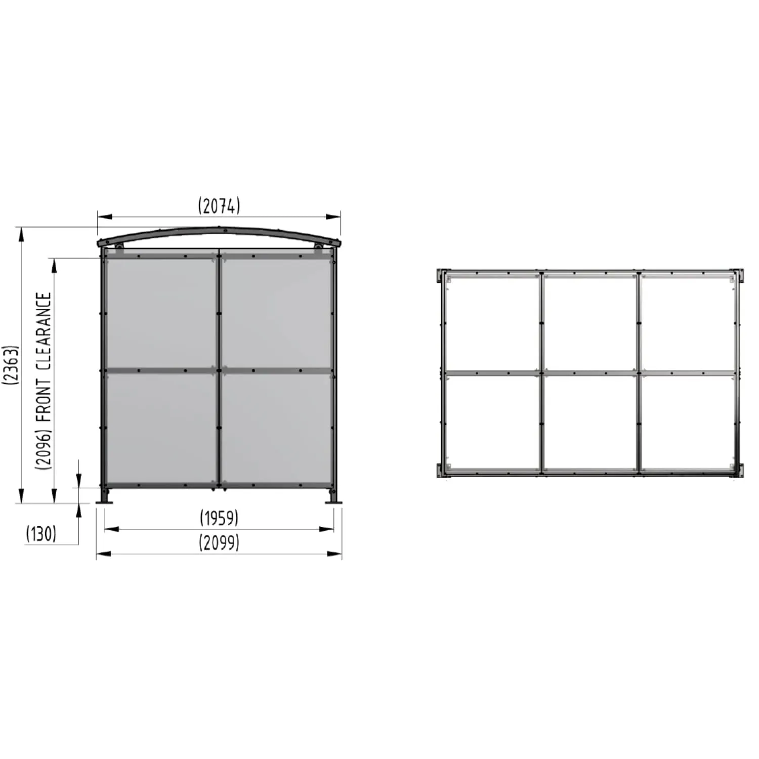 Badby Bin/Cycle Shelter with Clear PETG Cladding 1m - 5m Extension Bays