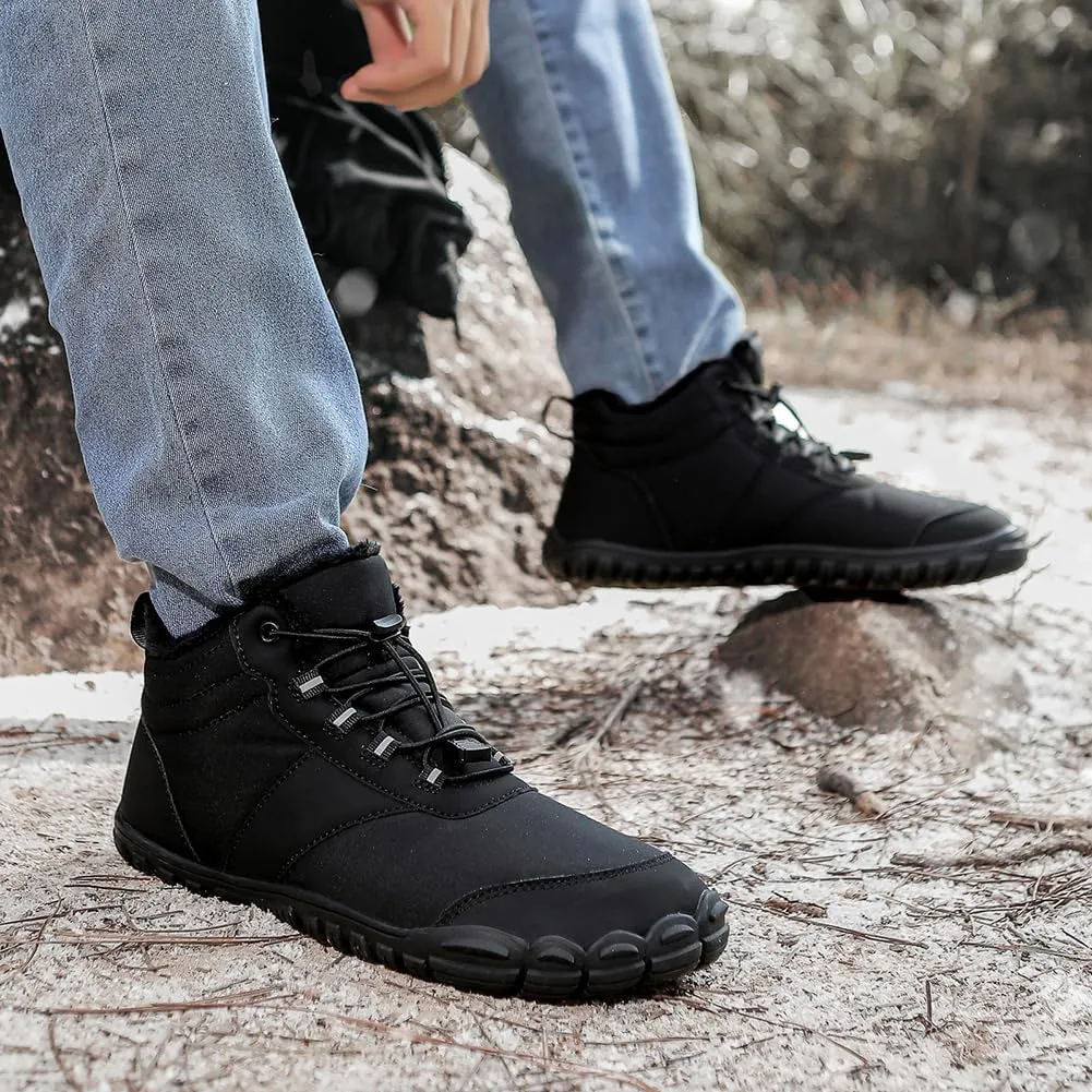 Barefoot Hiking Boots for Mens Womens, Winter Wide Toe Hike Footwear Barefoot Shoes, Non-Slip Minimalist Zero Drop Short Boots for Hiking Walking Outdoor