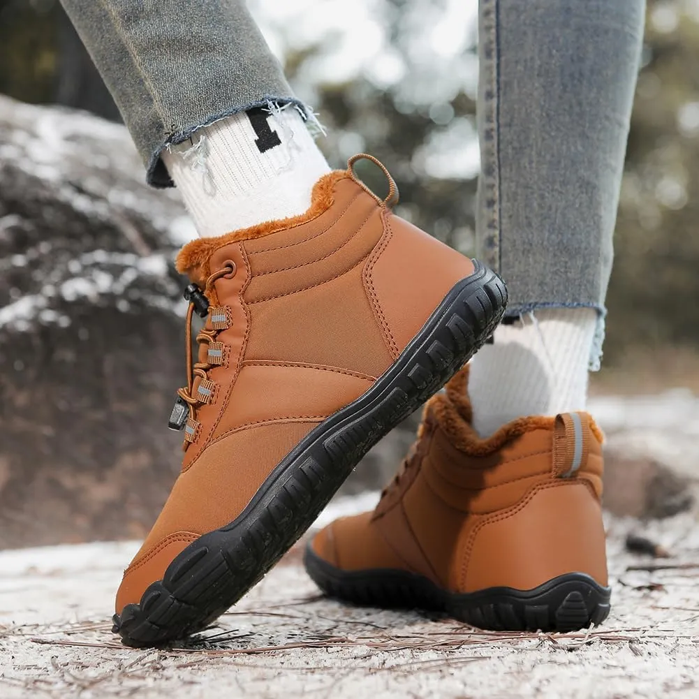 Barefoot Hiking Boots for Mens Womens, Winter Wide Toe Hike Footwear Barefoot Shoes, Non-Slip Minimalist Zero Drop Short Boots for Hiking Walking Outdoor