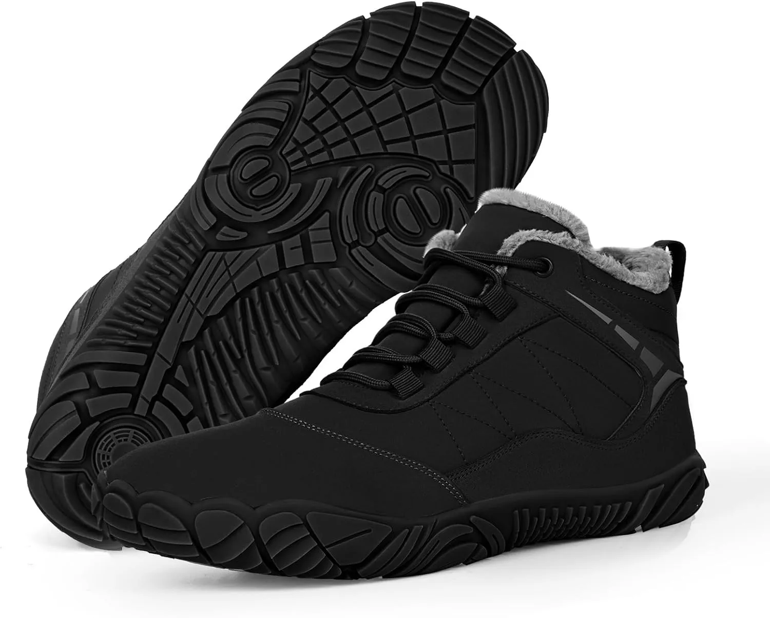 Barefoot Hiking Boots for Mens Womens, Winter Wide Toe Hike Footwear Barefoot Shoes, Non-Slip Minimalist Zero Drop Short Boots for Hiking Walking Outdoor