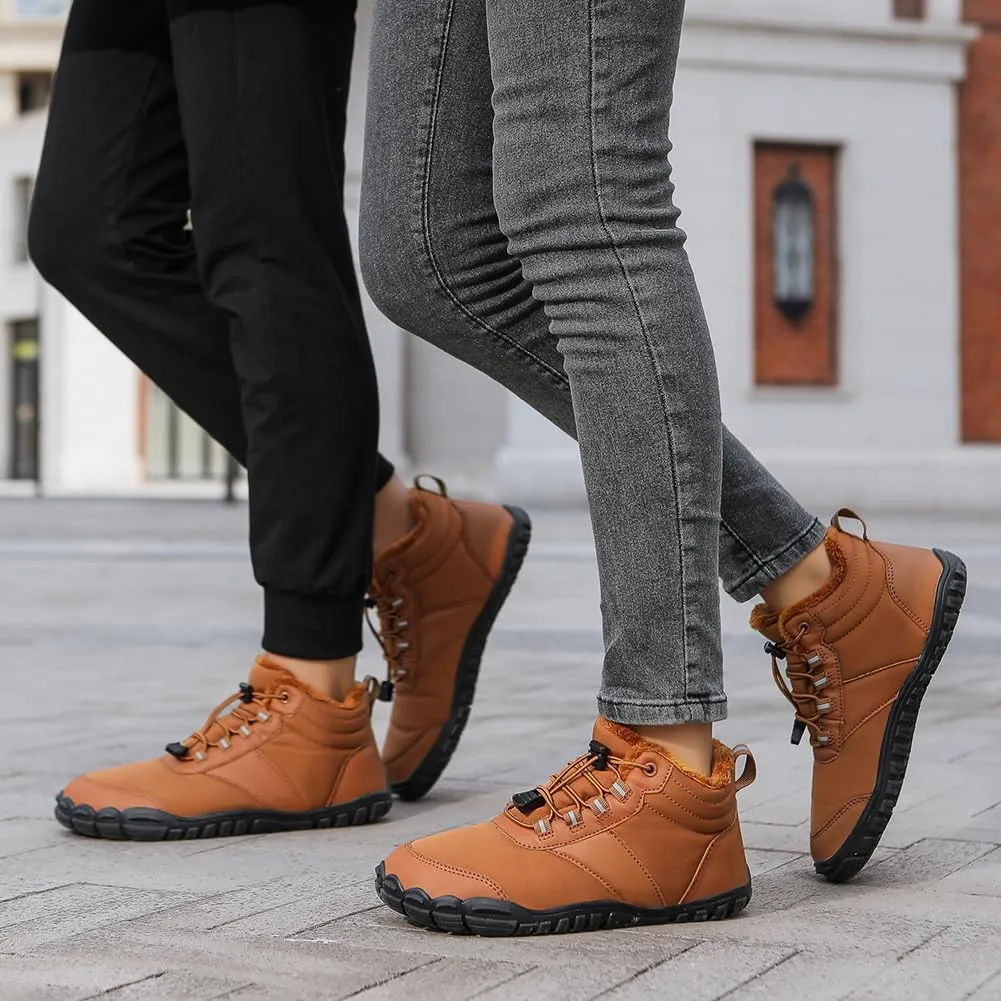 Barefoot Hiking Boots for Mens Womens, Winter Wide Toe Hike Footwear Barefoot Shoes, Non-Slip Minimalist Zero Drop Short Boots for Hiking Walking Outdoor