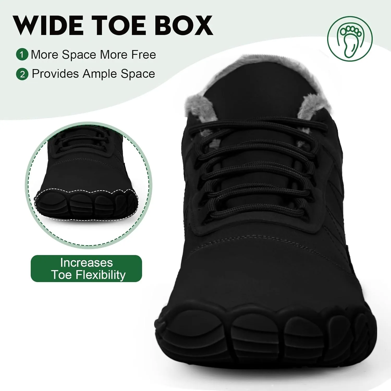 Barefoot Hiking Boots for Mens Womens, Winter Wide Toe Hike Footwear Barefoot Shoes, Non-Slip Minimalist Zero Drop Short Boots for Hiking Walking Outdoor