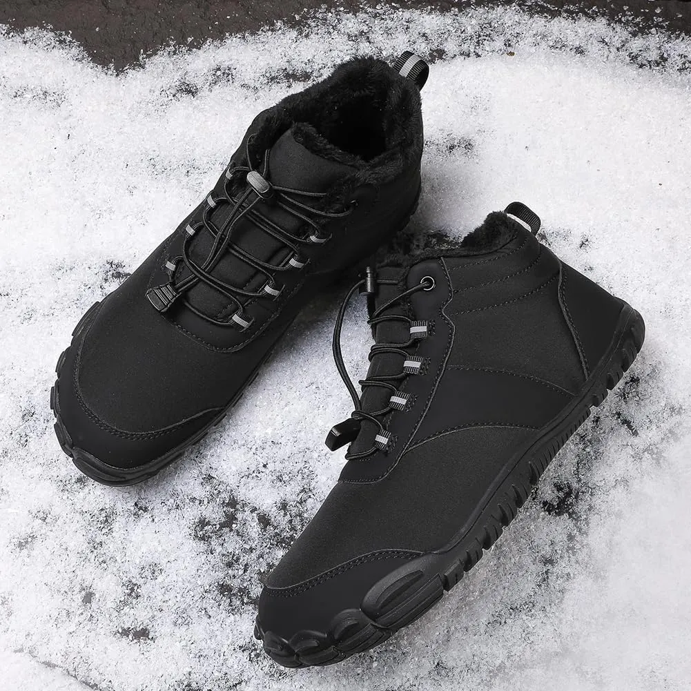 Barefoot Hiking Boots for Mens Womens, Winter Wide Toe Hike Footwear Barefoot Shoes, Non-Slip Minimalist Zero Drop Short Boots for Hiking Walking Outdoor