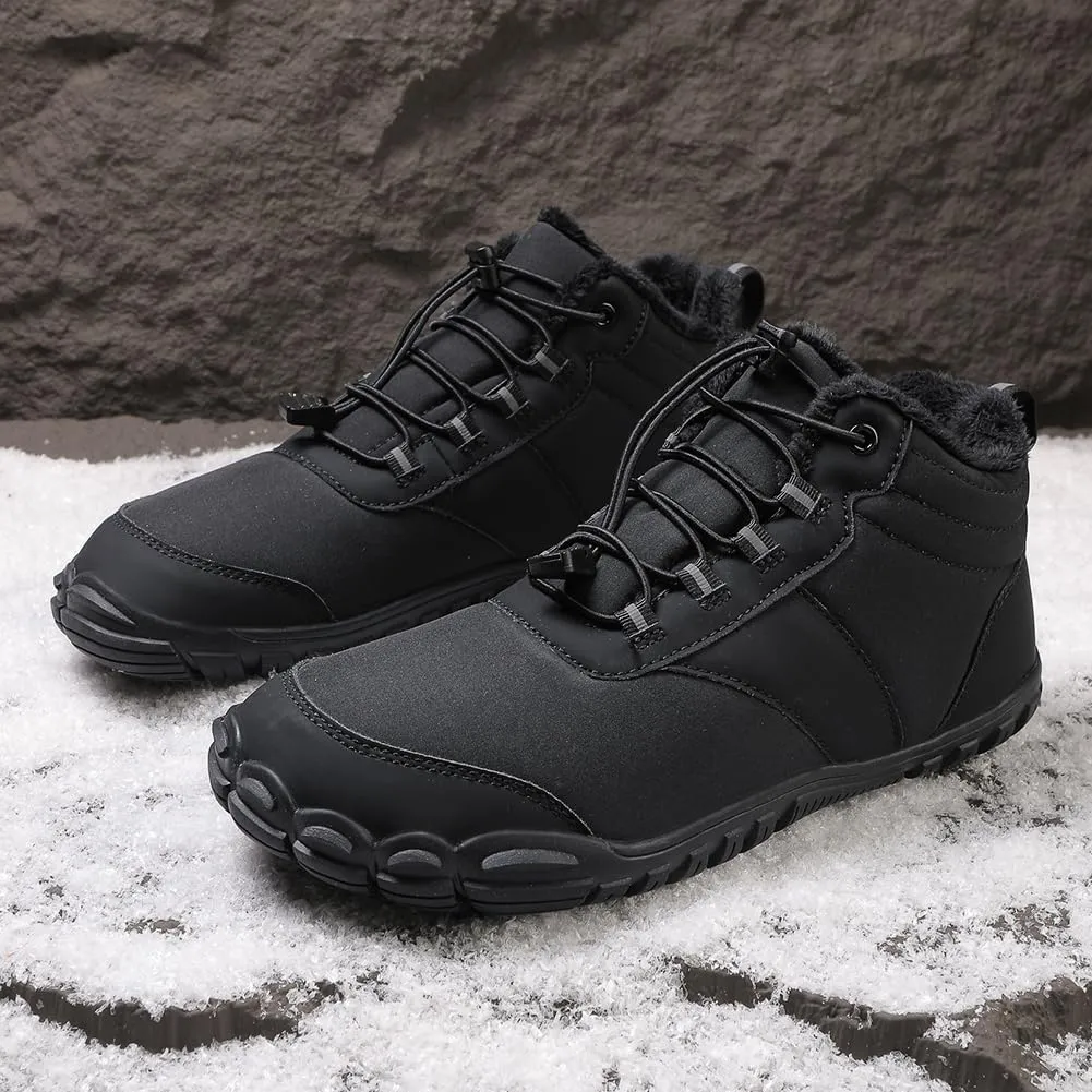 Barefoot Hiking Boots for Mens Womens, Winter Wide Toe Hike Footwear Barefoot Shoes, Non-Slip Minimalist Zero Drop Short Boots for Hiking Walking Outdoor