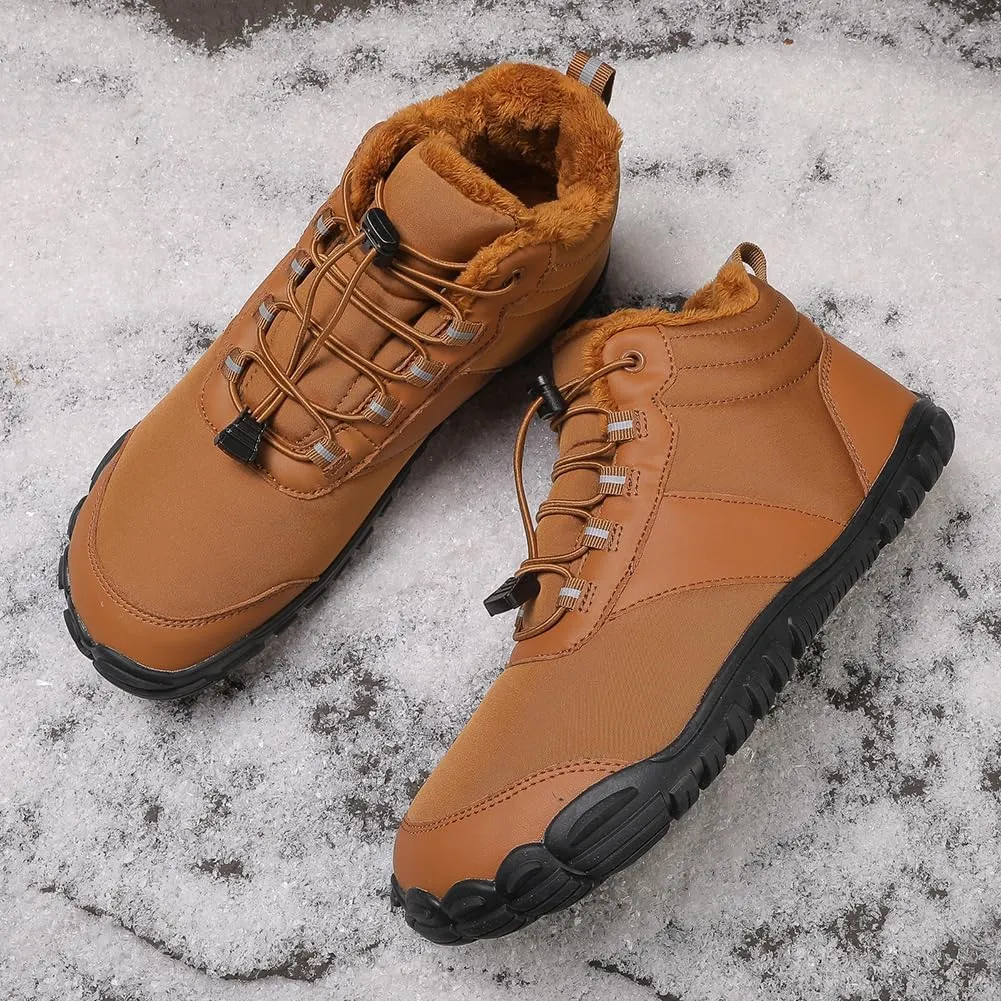 Barefoot Hiking Boots for Mens Womens, Winter Wide Toe Hike Footwear Barefoot Shoes, Non-Slip Minimalist Zero Drop Short Boots for Hiking Walking Outdoor