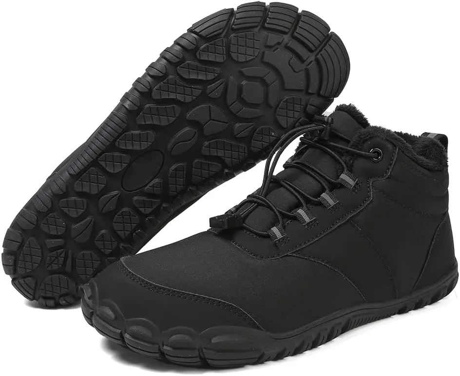 Barefoot Hiking Boots for Mens Womens, Winter Wide Toe Hike Footwear Barefoot Shoes, Non-Slip Minimalist Zero Drop Short Boots for Hiking Walking Outdoor