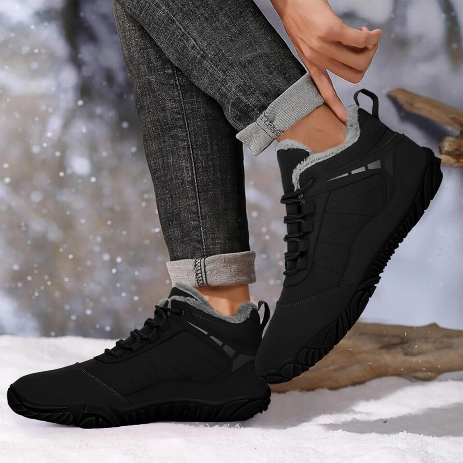 Barefoot Hiking Boots for Mens Womens, Winter Wide Toe Hike Footwear Barefoot Shoes, Non-Slip Minimalist Zero Drop Short Boots for Hiking Walking Outdoor