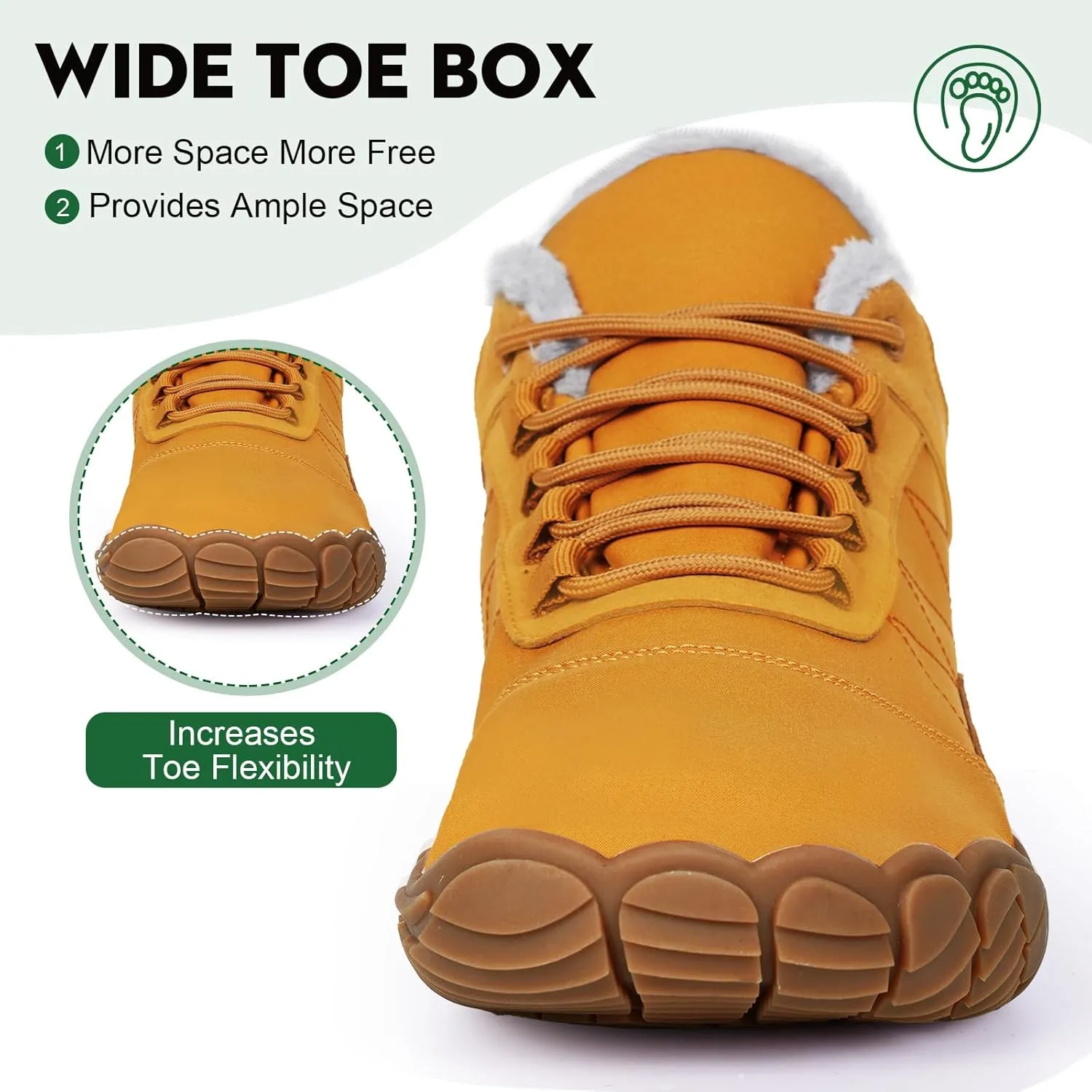 Barefoot Hiking Boots for Mens Womens, Winter Wide Toe Hike Footwear Barefoot Shoes, Non-Slip Minimalist Zero Drop Short Boots for Hiking Walking Outdoor