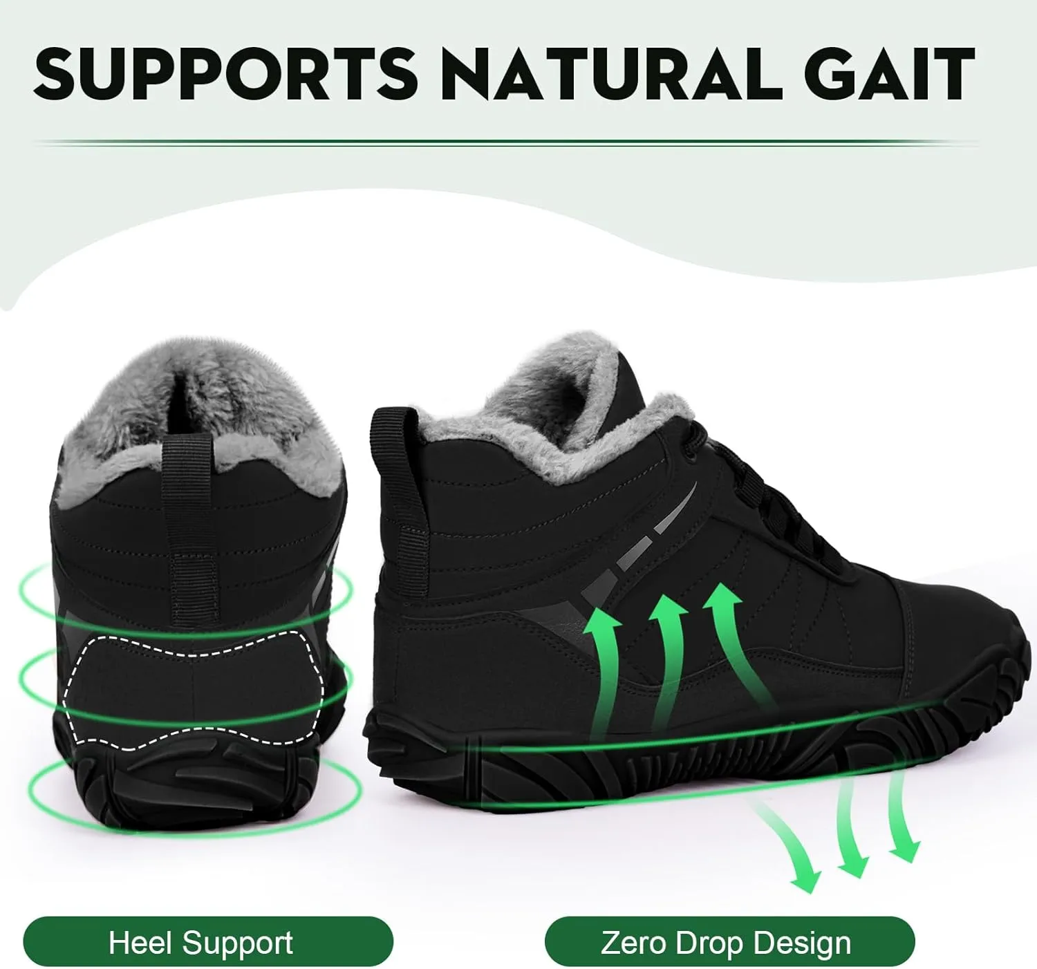 Barefoot Hiking Boots for Mens Womens, Winter Wide Toe Hike Footwear Barefoot Shoes, Non-Slip Minimalist Zero Drop Short Boots for Hiking Walking Outdoor