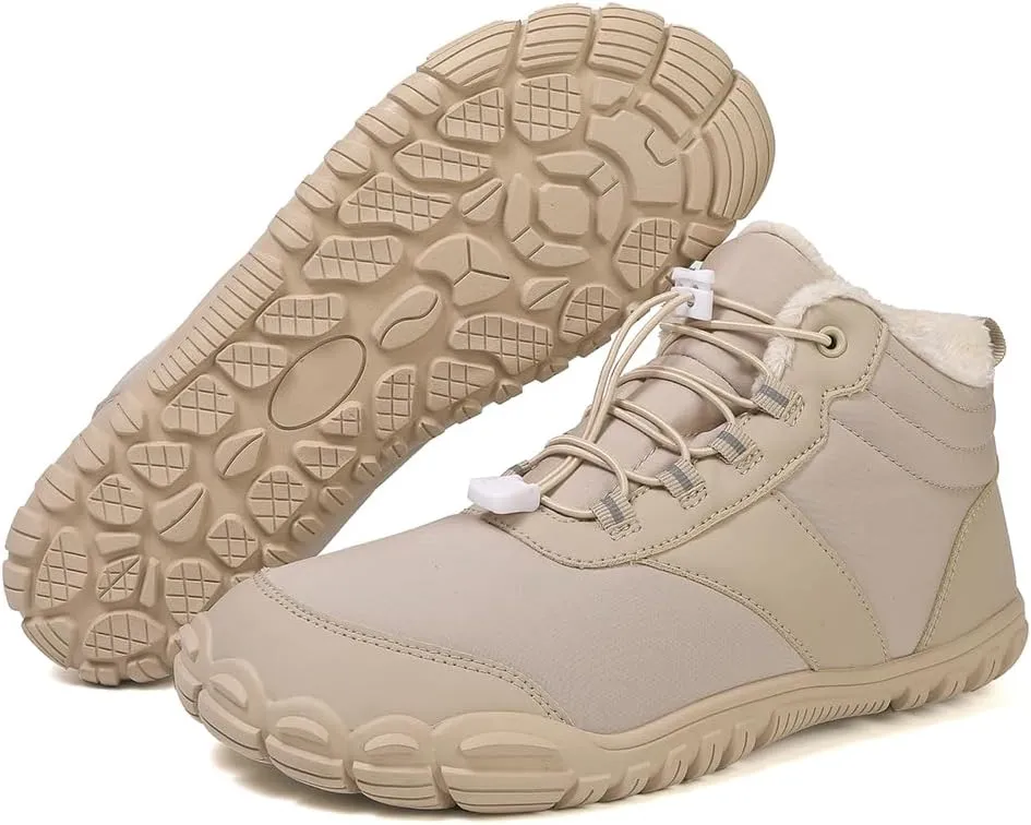 Barefoot Hiking Boots for Mens Womens, Winter Wide Toe Hike Footwear Barefoot Shoes, Non-Slip Minimalist Zero Drop Short Boots for Hiking Walking Outdoor