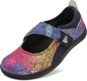 BARERUN Womens Walking Shoes Classic Mary Jane Flats Wide Toe Diabetic Shoes for Women Adjustable Breathable Lightweight Daily Barefoot Shoes