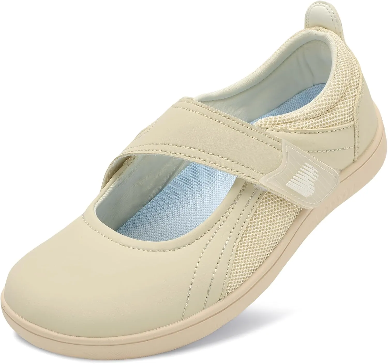 BARERUN Womens Walking Shoes Classic Mary Jane Flats Wide Toe Diabetic Shoes for Women Adjustable Breathable Lightweight Daily Barefoot Shoes