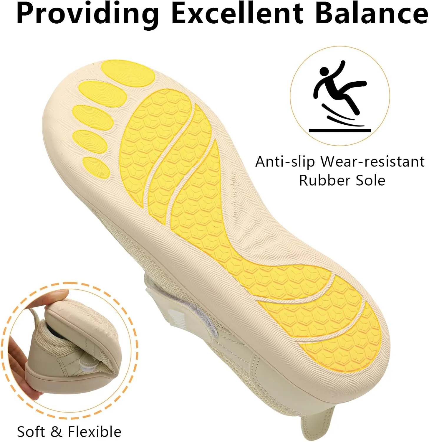 BARERUN Womens Walking Shoes Classic Mary Jane Flats Wide Toe Diabetic Shoes for Women Adjustable Breathable Lightweight Daily Barefoot Shoes