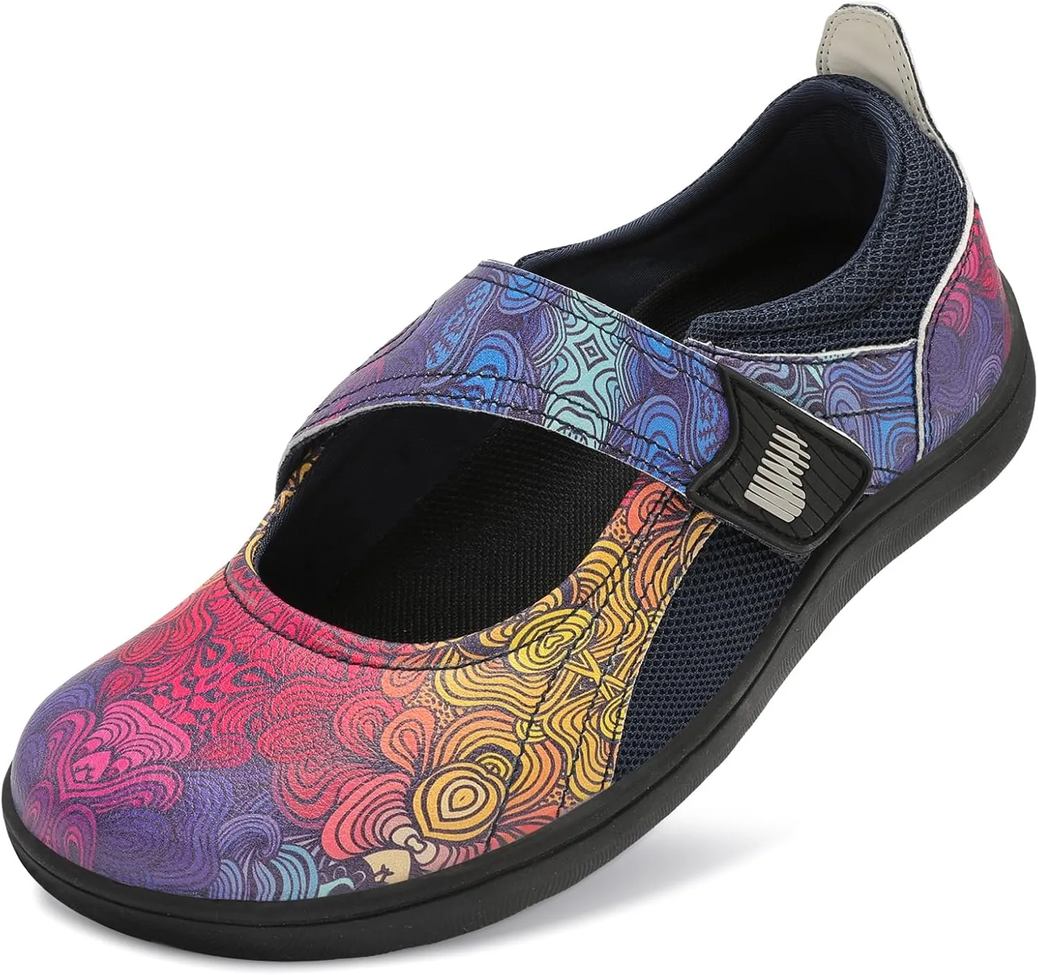 BARERUN Womens Walking Shoes Classic Mary Jane Flats Wide Toe Diabetic Shoes for Women Adjustable Breathable Lightweight Daily Barefoot Shoes