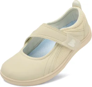 BARERUN Womens Walking Shoes Classic Mary Jane Flats Wide Toe Diabetic Shoes for Women Adjustable Breathable Lightweight Daily Barefoot Shoes