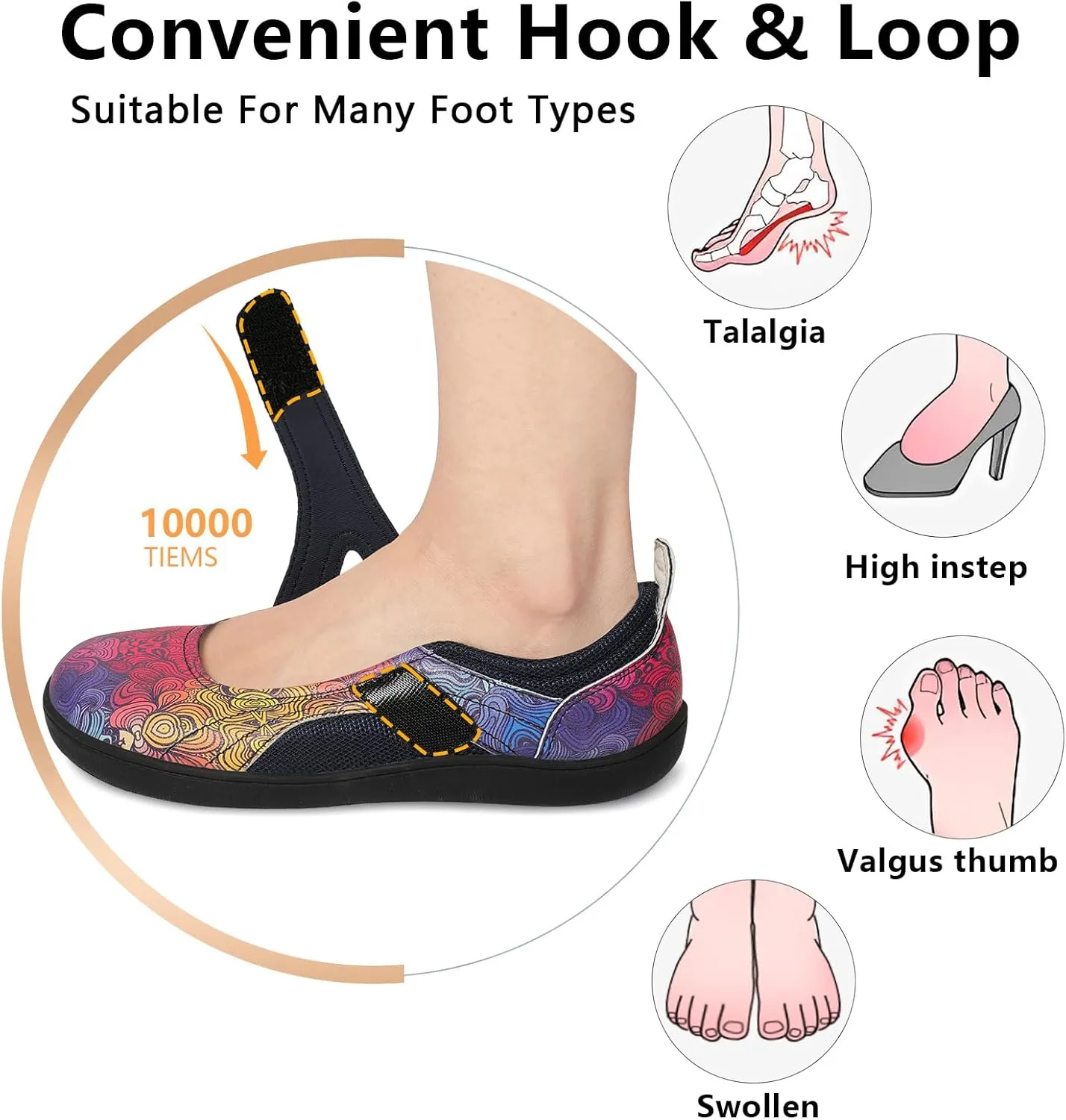 BARERUN Womens Walking Shoes Classic Mary Jane Flats Wide Toe Diabetic Shoes for Women Adjustable Breathable Lightweight Daily Barefoot Shoes