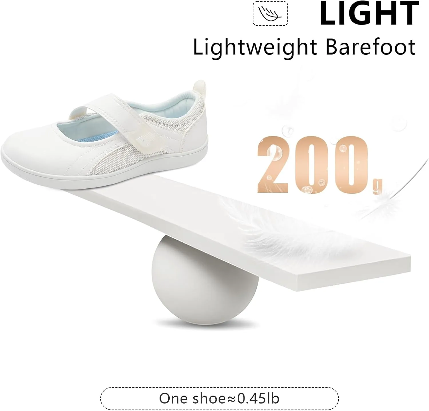 BARERUN Womens Walking Shoes Classic Mary Jane Flats Wide Toe Diabetic Shoes for Women Adjustable Breathable Lightweight Daily Barefoot Shoes