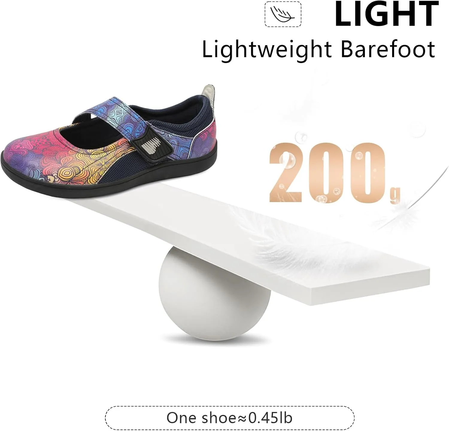 BARERUN Womens Walking Shoes Classic Mary Jane Flats Wide Toe Diabetic Shoes for Women Adjustable Breathable Lightweight Daily Barefoot Shoes