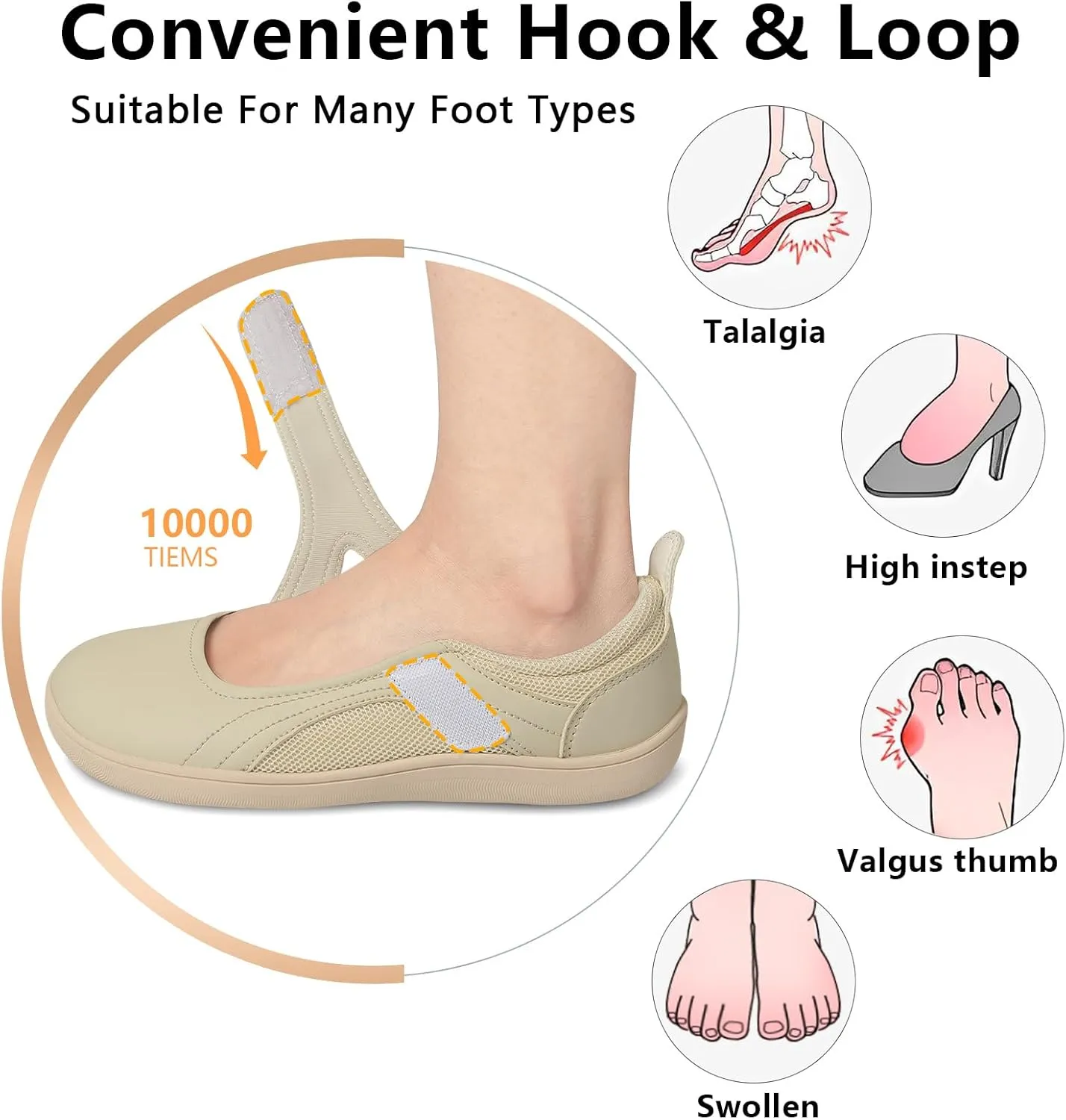 BARERUN Womens Walking Shoes Classic Mary Jane Flats Wide Toe Diabetic Shoes for Women Adjustable Breathable Lightweight Daily Barefoot Shoes