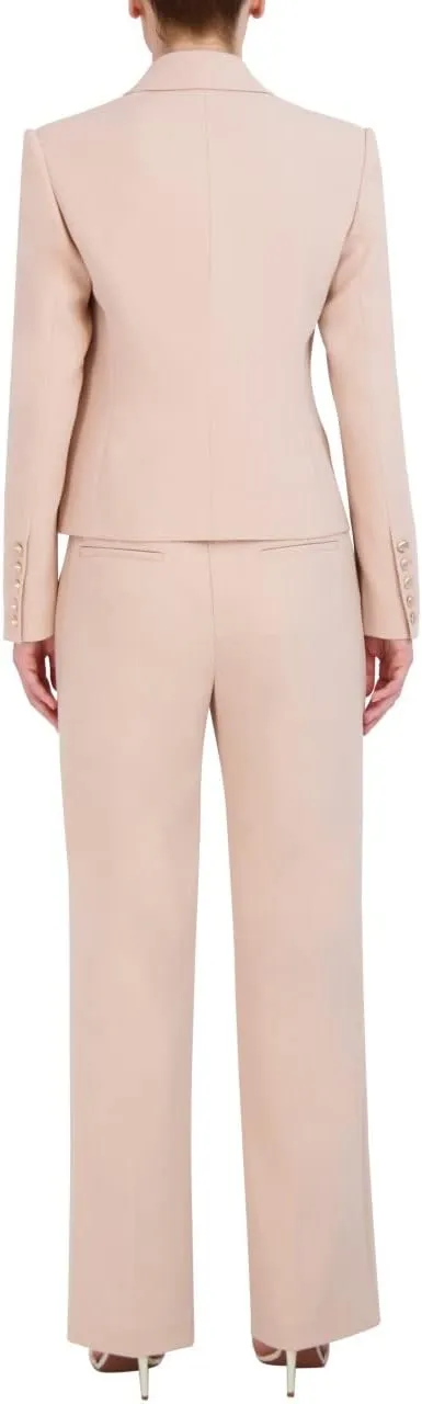 BCBGMAXAZRIA Women's Fitted Double Breasted Blazer Long Sleeve Button V Neck Peak Lapel Functional Pocket Jacket