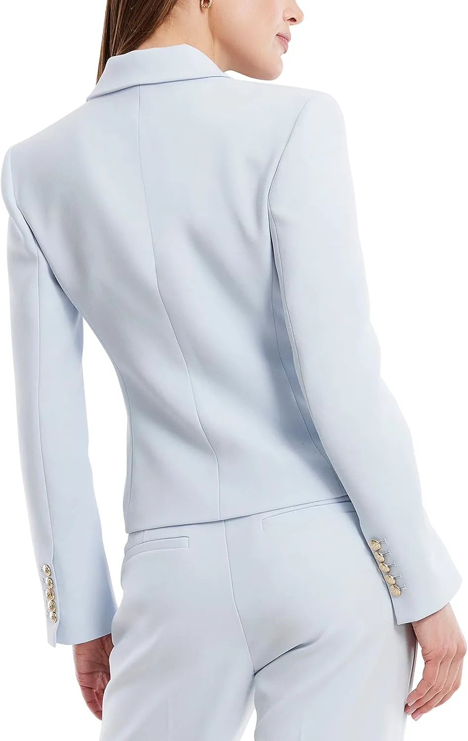 BCBGMAXAZRIA Women's Fitted Double Breasted Blazer Long Sleeve Button V Neck Peak Lapel Functional Pocket Jacket