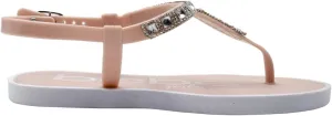 bebe Girls' Sandals - Rhinestone Flat White Thong Sparkly Kids Sandals, Girls Dress Jelly Flip Flop Shoes, Girl Shoes for Wedding, Summer and Spring Dress Size