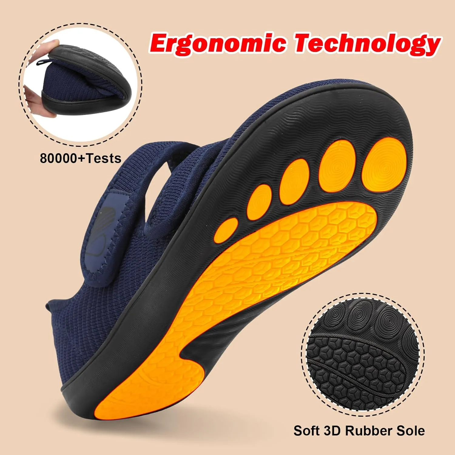Besroad Womens Walking Shoes Wide Diabetic Shoes Adjustable Barefoot Casual Sneakers Breathable Zero Drop Arthritis Edema Sneakers Indoor Outdoor