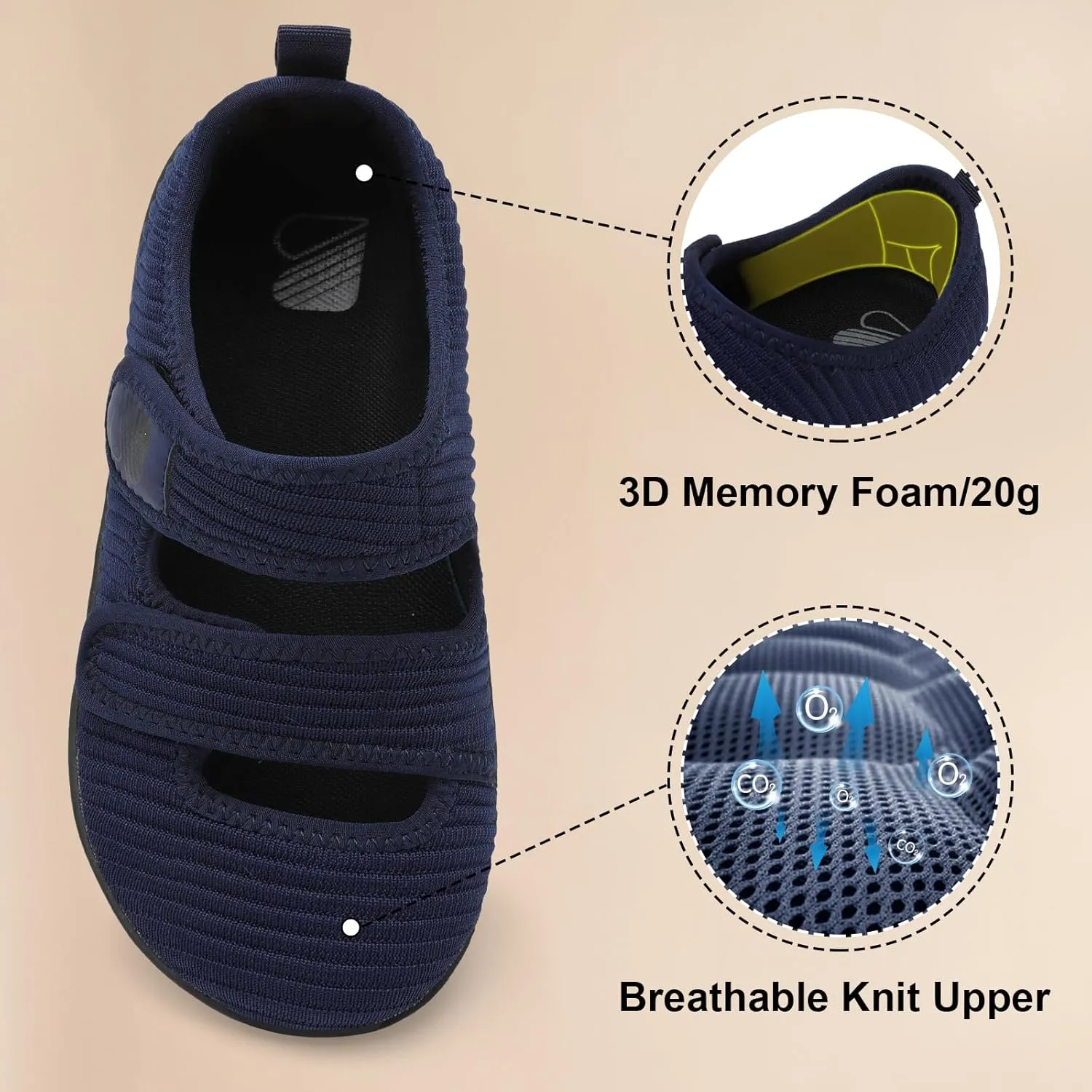 Besroad Womens Walking Shoes Wide Diabetic Shoes Adjustable Barefoot Casual Sneakers Breathable Zero Drop Arthritis Edema Sneakers Indoor Outdoor