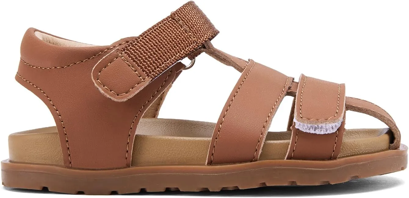 BMCiTYBM Toddler Boys Girls Sandals Open Toe Arch Support Slides Adjustable Straps Cork Footbed Slippers for Indoor Outdoor