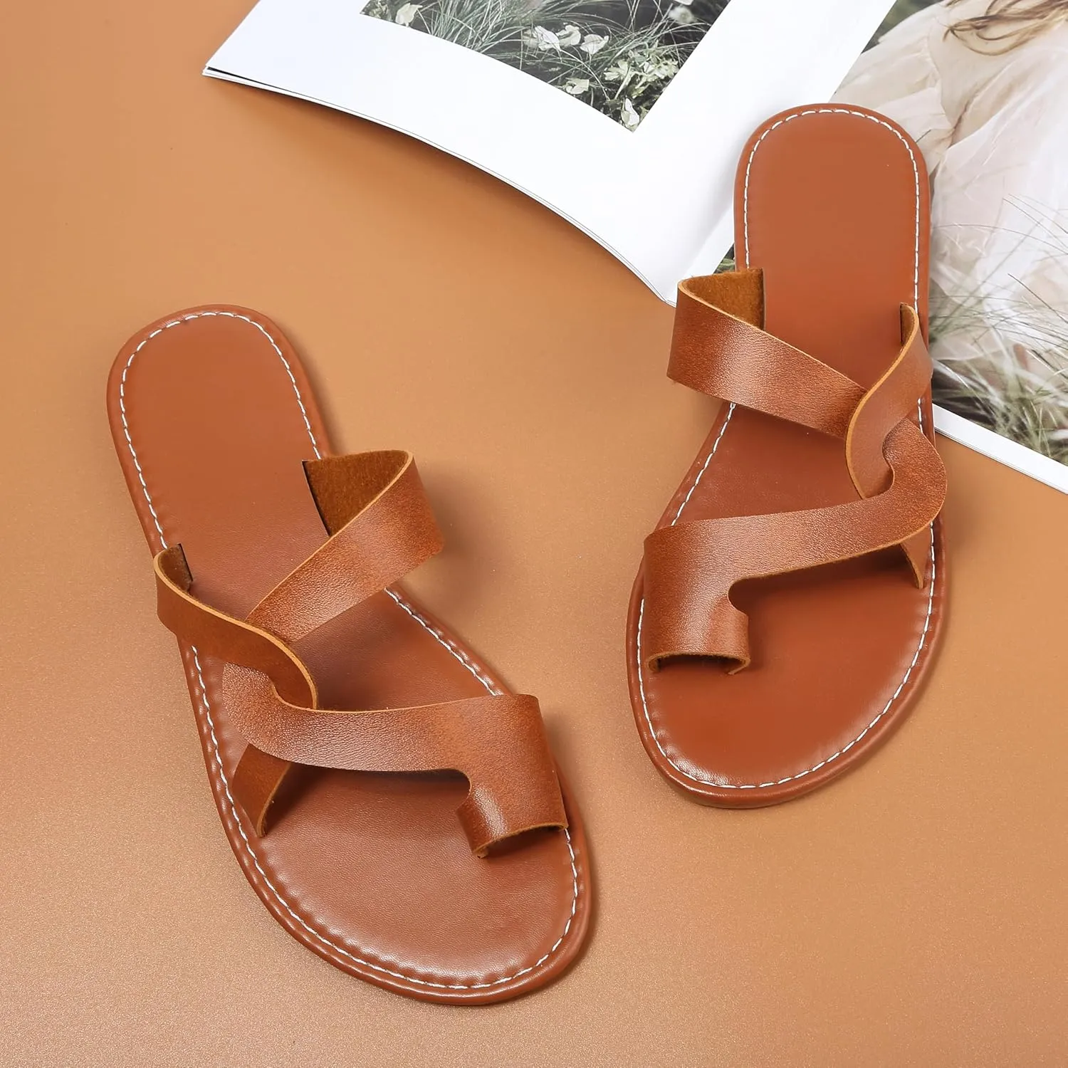 Bohemian Dress Sandals Womens Casual Flats Sandals Comfortable Ankle Strap Summer Boho Thong Sandals