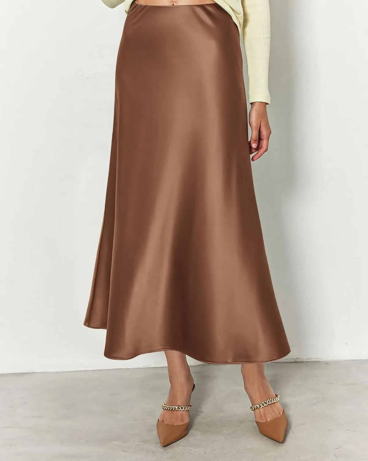 BTFBM 2025 Women Summer Spring Long Satin Skirt Silk Elegant High Waist Cocktail Party Wedding Flowy A-Line Midi Skirts